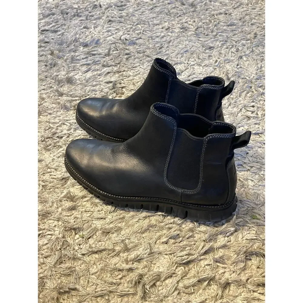 Boots Mens 10 M Zerogrand Ankle Chelsea Black Leather Pull On
